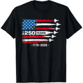 【New Arrival】USA 250th Anniversary 1776-2026 Flag T-Shirt, Black American Flag Fighter Jet Tee, Patriotic 4th of July Casual Streetwear