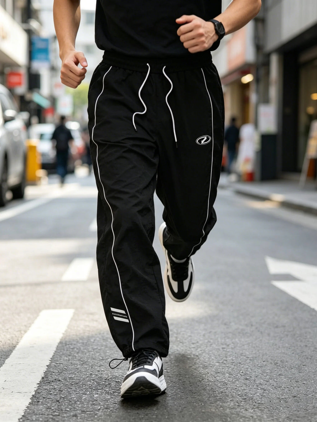 Men's Lightweight Quick-Dry Striped Logo Printed Joggers with Drawstring Streetwear Pants for Gym Daily Spring Summer