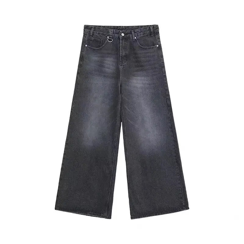 New Men's Baggy Straight Leg Wide Leg Jeans Male Fashion Vintage Wash Casual Denim Pants Youth Popular Brand Streetwear Trousers