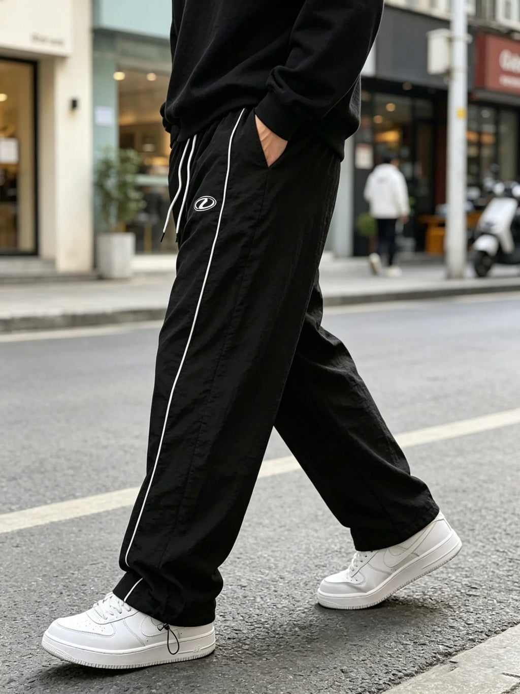 Men's Lightweight Quick-Dry Striped Logo Printed Joggers with Drawstring Streetwear Pants for Gym Daily Spring Summer