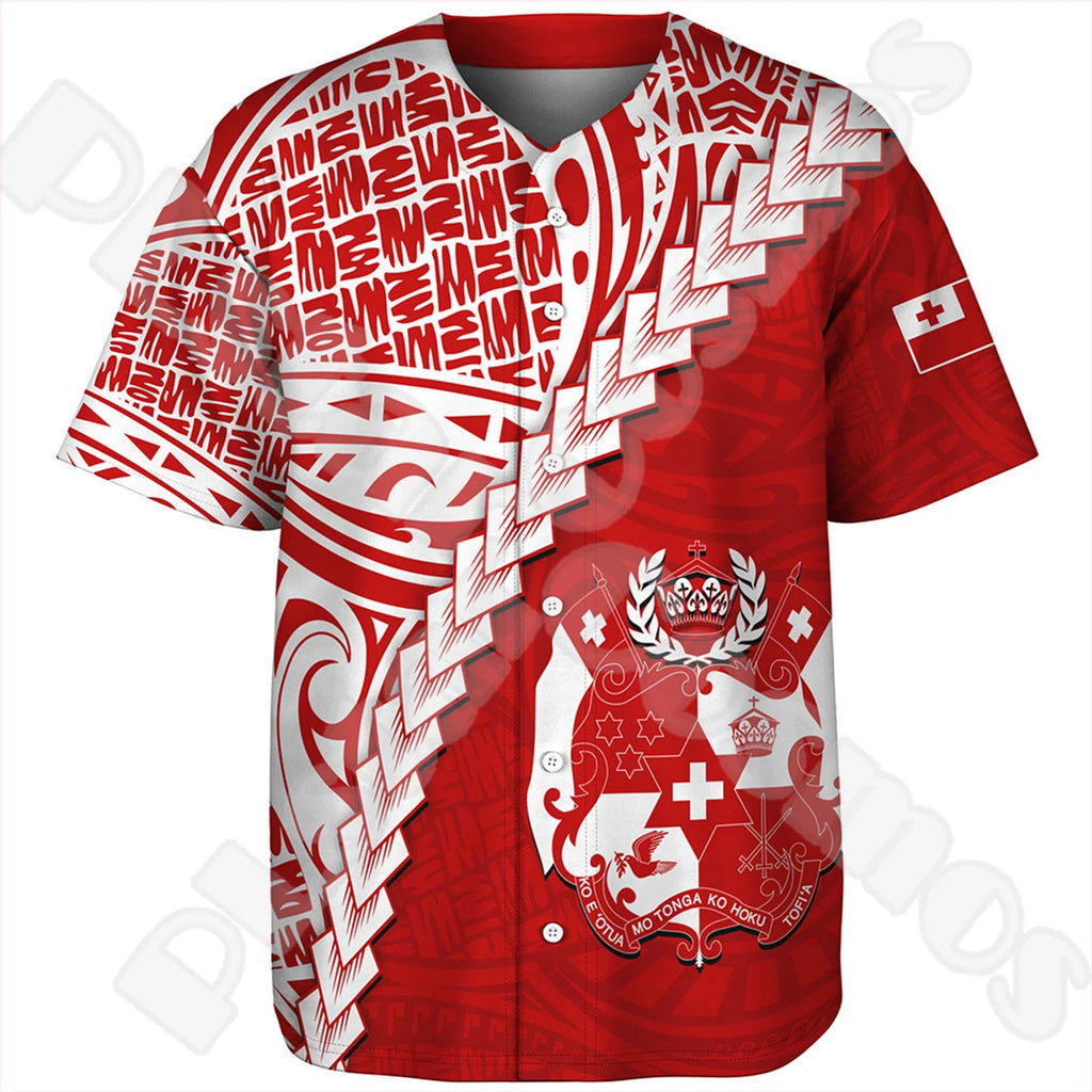 Custom Name Country Tonga Polynesia Islands Flag Tattoo Retro 3DPrint Summer Harajuku Short Sleeves Baseball Shirts Jersey X1