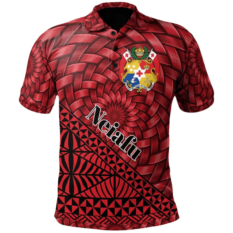 Polynesian Tonga Pattern Polo Shirt Men Women Hawaiian 3D Printed T Shirts Casual Loose Button Tees Summer Street Short Sleeves