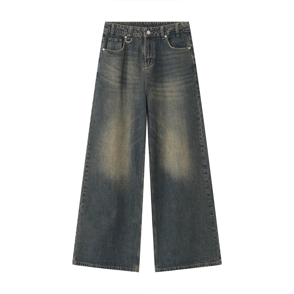New Men's Baggy Straight Leg Wide Leg Jeans Male Fashion Vintage Wash Casual Denim Pants Youth Popular Brand Streetwear Trousers