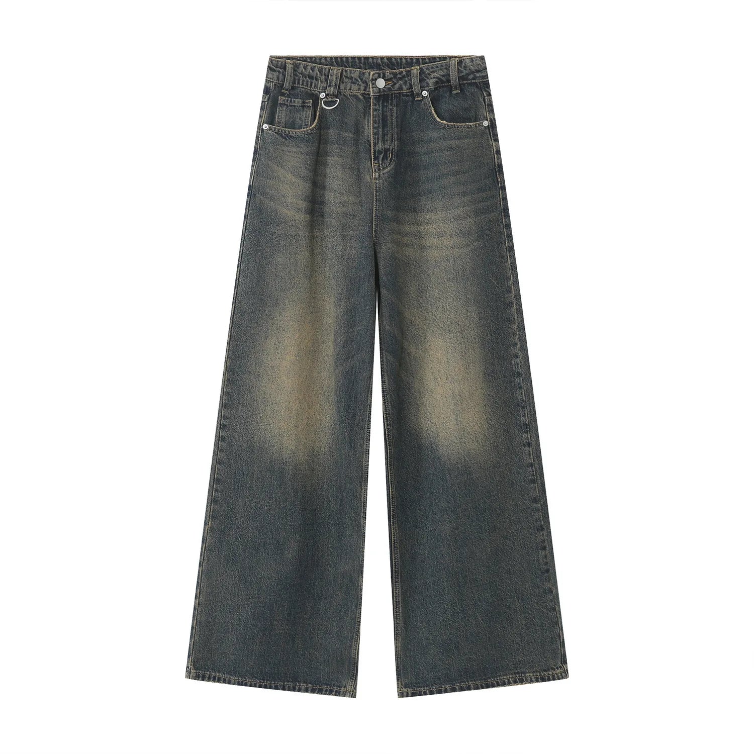 New Men's Baggy Straight Leg Wide Leg Jeans Male Fashion Vintage Wash Casual Denim Pants Youth Popular Brand Streetwear Trousers