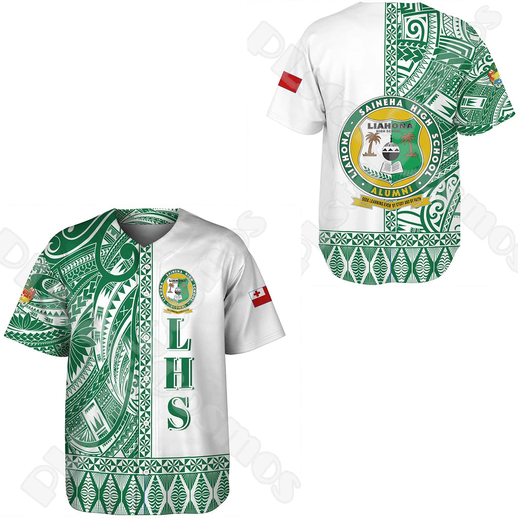 Custom Name Country Tonga Polynesia Islands Flag Tattoo Retro 3DPrint Summer Harajuku Short Sleeves Baseball Shirts Jersey X1