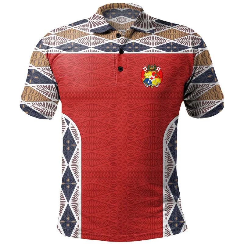 Polynesian Tonga Pattern Polo Shirt Men Women Hawaiian 3D Printed T Shirts Casual Loose Button Tees Summer Street Short Sleeves