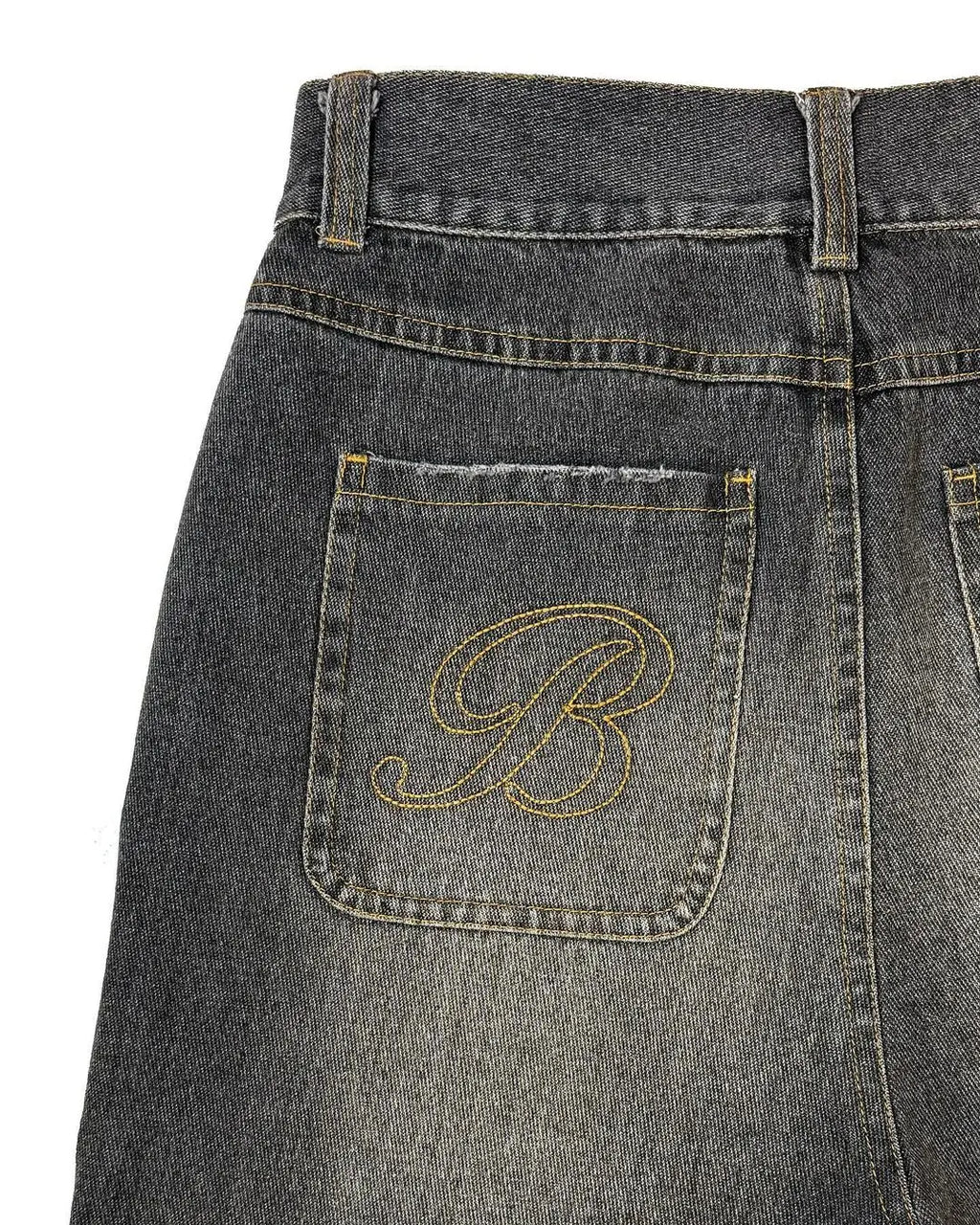 Vintage Trend Letter Embroidery Baggy Denim Jeans New Punk Casual Knee Pants for Men and Women Streetwear Straight Pants