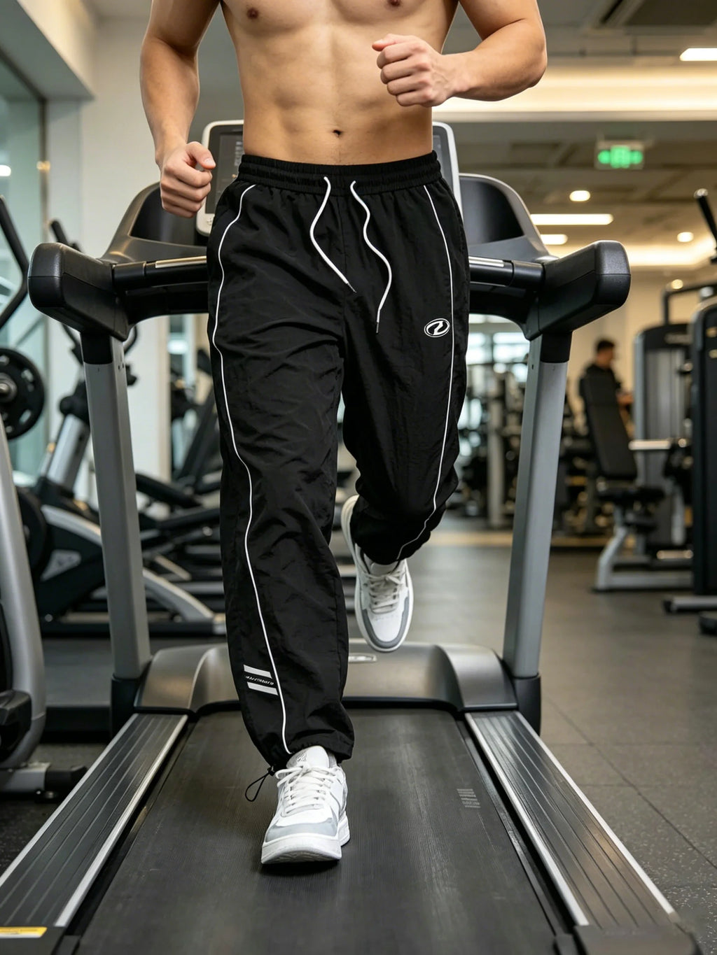 Men's Lightweight Quick-Dry Striped Logo Printed Joggers with Drawstring Streetwear Pants for Gym Daily Spring Summer