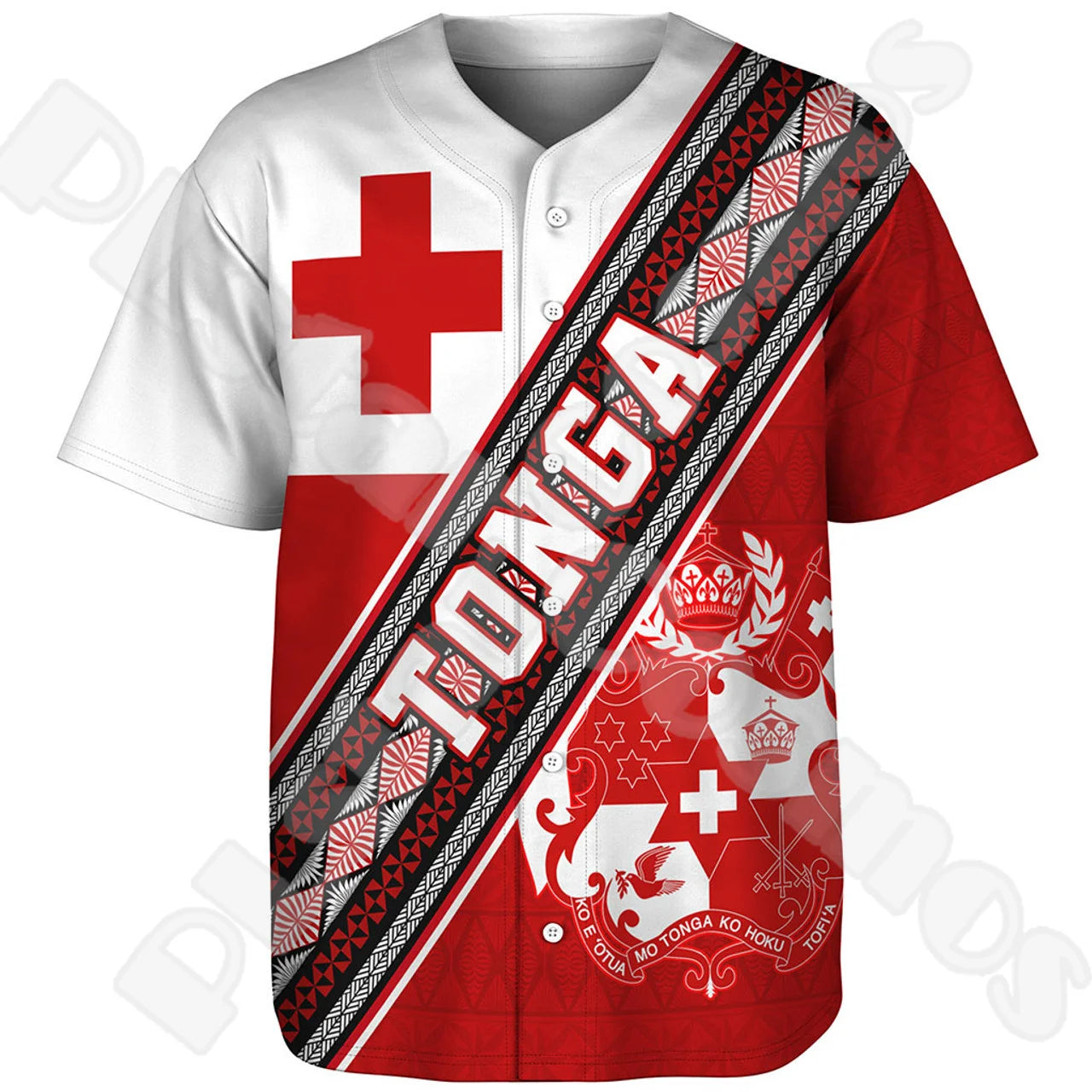 Custom Name Country Tonga Polynesia Islands Flag Tattoo Retro 3DPrint Summer Harajuku Short Sleeves Baseball Shirts Jersey X1