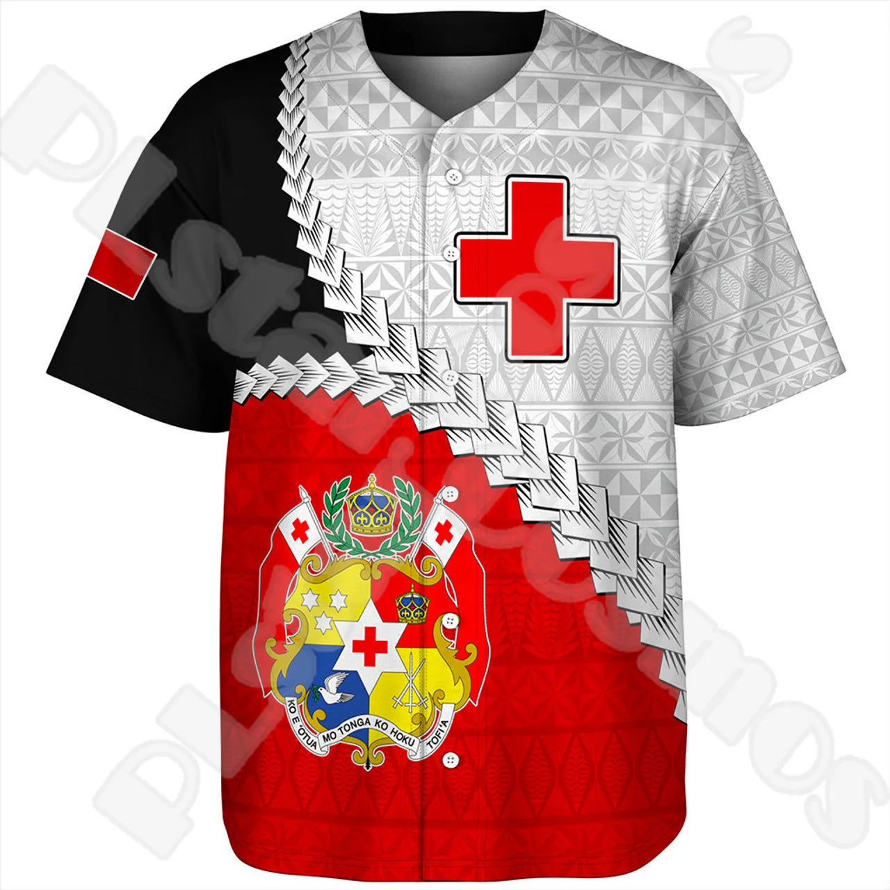 Custom Name Country Tonga Polynesia Islands Flag Tattoo Retro 3DPrint Summer Harajuku Short Sleeves Baseball Shirts Jersey X1